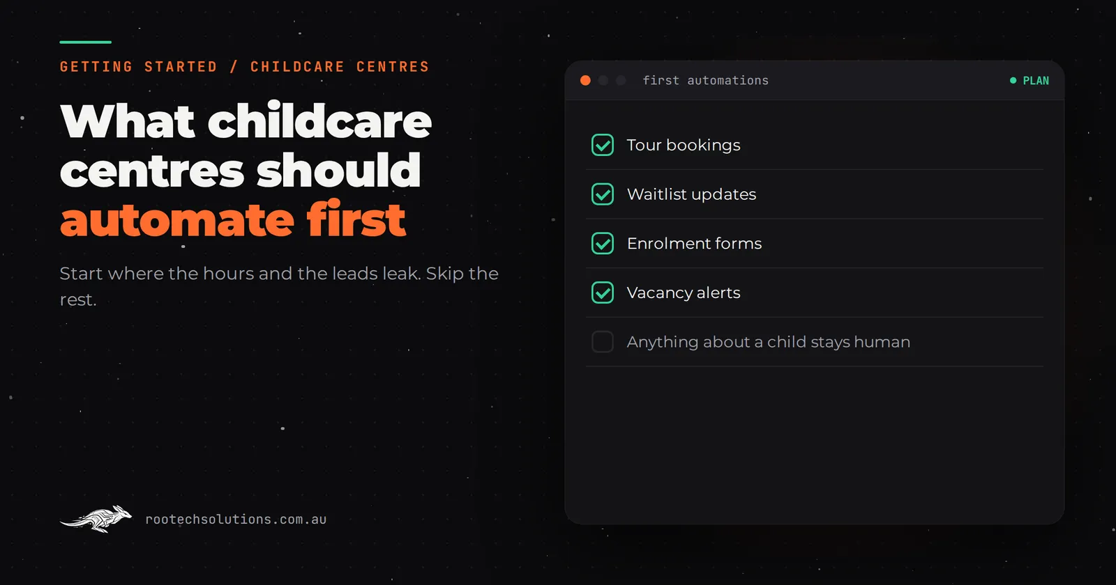 What childcare centres should automate first: a prioritised checklist, with judgement calls kept human.
