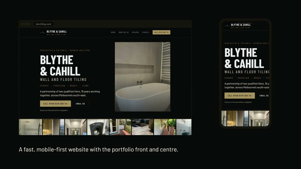 The Blythe & Cahill Tiling website we designed and built